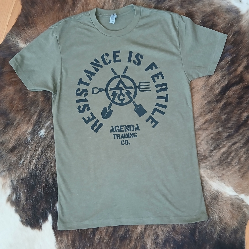Olive Green 'Resistance Is Fertile' Graphic Tee